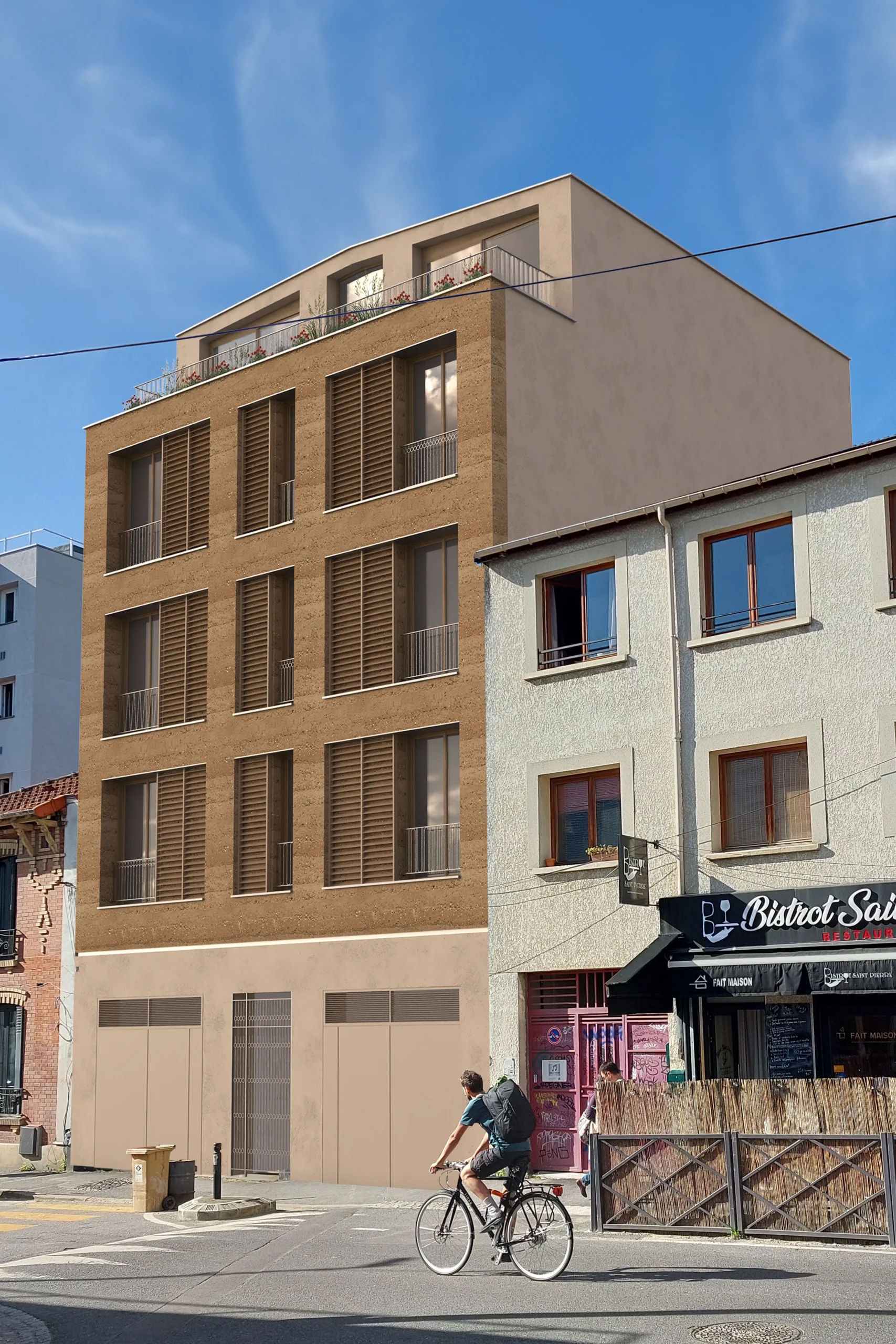 L’îlot vert – Immeuble mixte en terre crue